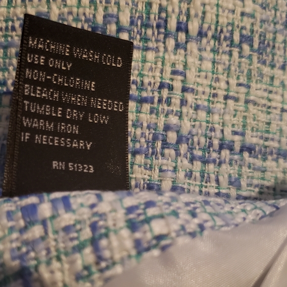 Josephine Blue & White Tweed Pencil Skirt Lined Back Zip Size 6 EUC - Picture 7 of 7